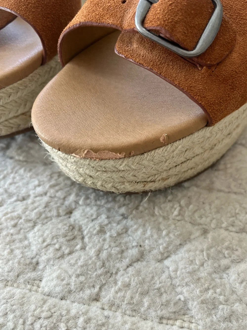 Lucky Brand Tan Suede Espadrille Wedge Sandals